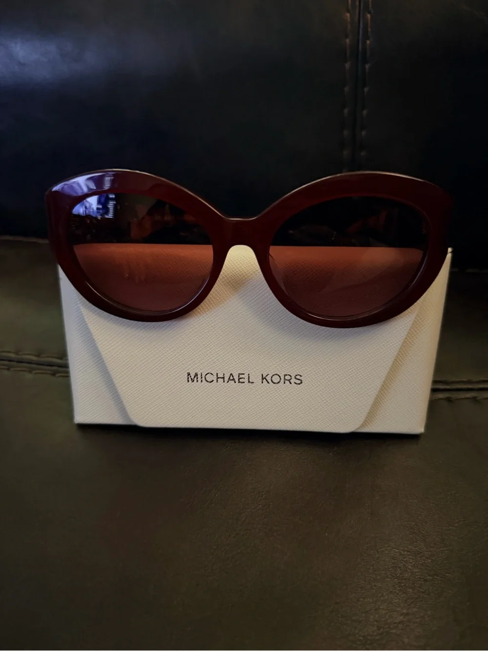 Michael Kors Women's Brussels Maroon Round Cat-Eye Sunglasses